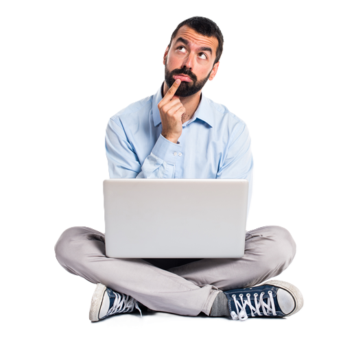 Man with Laptop Thinking